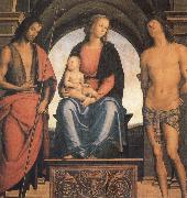 Pietro vannucci called IL perugino The Madonna and the Nino enthroned, with the Holy Juan the Baptist and Sebastian France oil painting artist